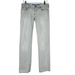 Womens Jeans Size 1 Gap Slim Straight Low Rise Grey Bleached Distressed Puckered